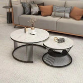 Wooden Twist Modern Contemporary Stainless Steel Base Marble Top Nesting Coffee Table ( Set of 2 ) - Wooden Twist UAE
